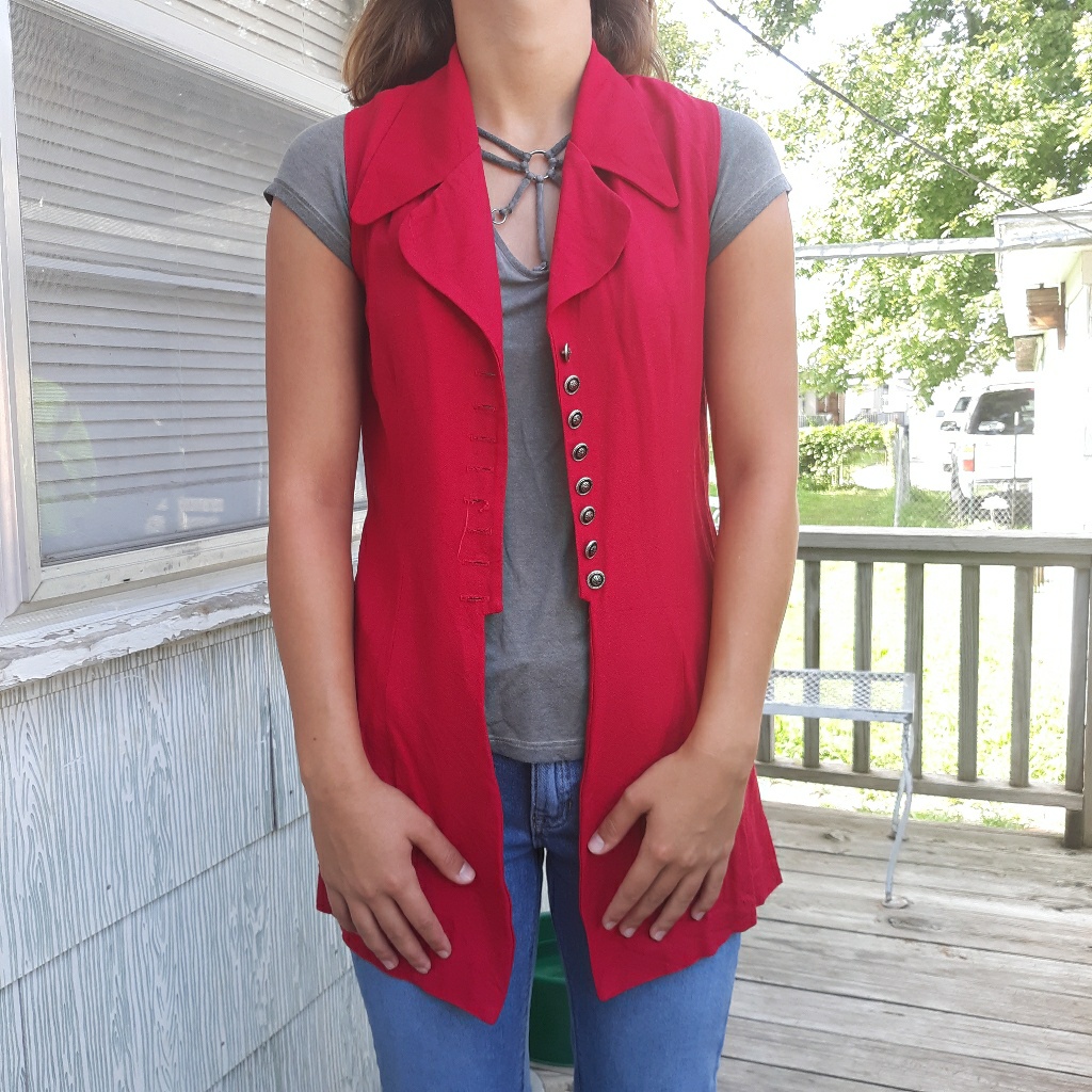 Vintage Red Vest Vintage Sleeveless Cardigan